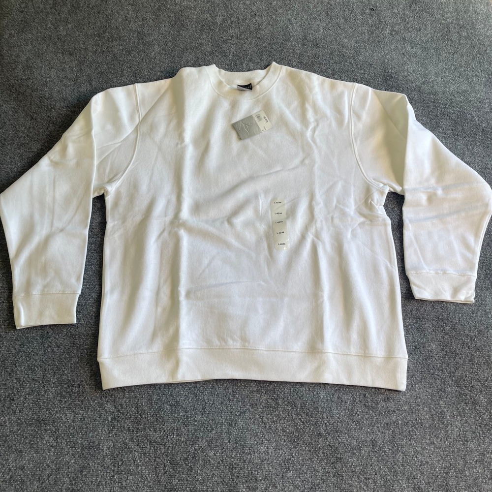 Cheetah Mens White Crewneck Sweatshirt Long‎ Sleeve Pullover Size L NWT Stains